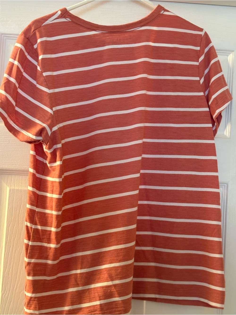 Womens  Rust-Orange Stripe Short-Sleeve T-Shirt